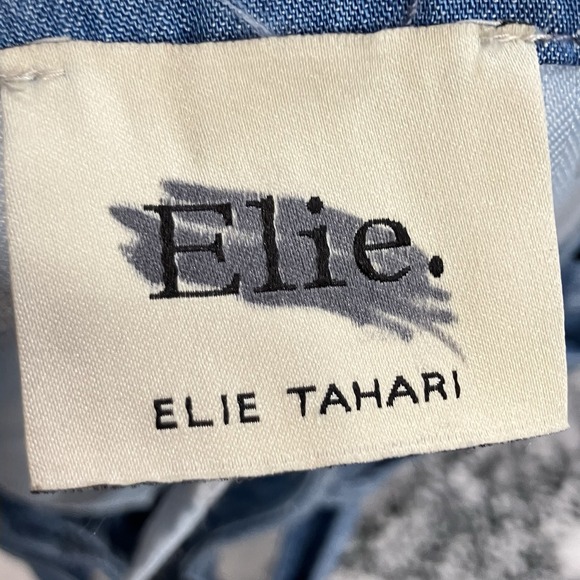 Elie Tahari Chambray Shorts Womens Size 4 Blue Tie Waist Lightweight Summer NWOT - Picture 8 of 12